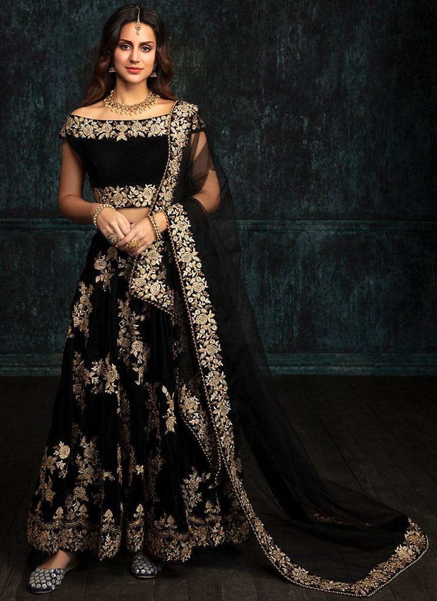 black velvet lehenga for post wedding function