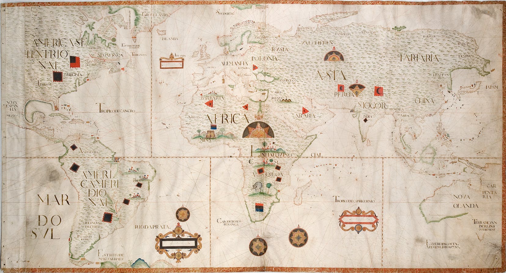 Mapa Mundi (1720), par Eusébio da Costa, cartographe - Museu da Marinha, Lisbonne