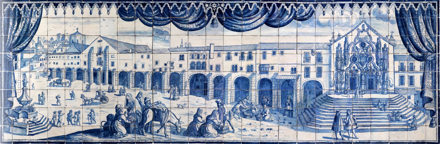 Panneau de azulejos (carreaux) figuratifs, datant du début du XVIIIe siècle, provenant d'un atelier de Lisbonne. Colecção do Museu de Lisboa /Câmara Municipal de Lisboa – EGEAC