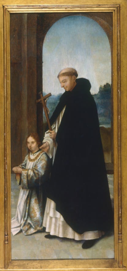 Dominicain : "Vierge au manteau et aux anges / Triptyque de l'enfant" (détail), Maître de Lourinhã (attribué), 1515-1518, peinture, Musée national d'art ancien (photo @ José Pessoa)