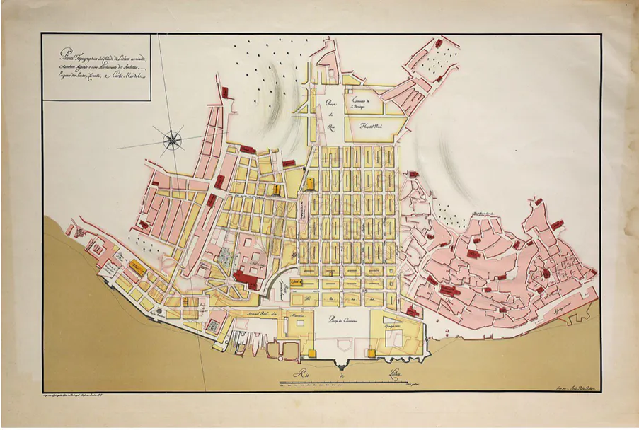 Planta topográfica da cidade de Lisboa, gravura de João Pedro RIBEIRO, 1949. Lisboa. MC.DES.0035, © Colecção do Museu de Lisboa /Câmara Municipal de Lisboa – EGEAC 