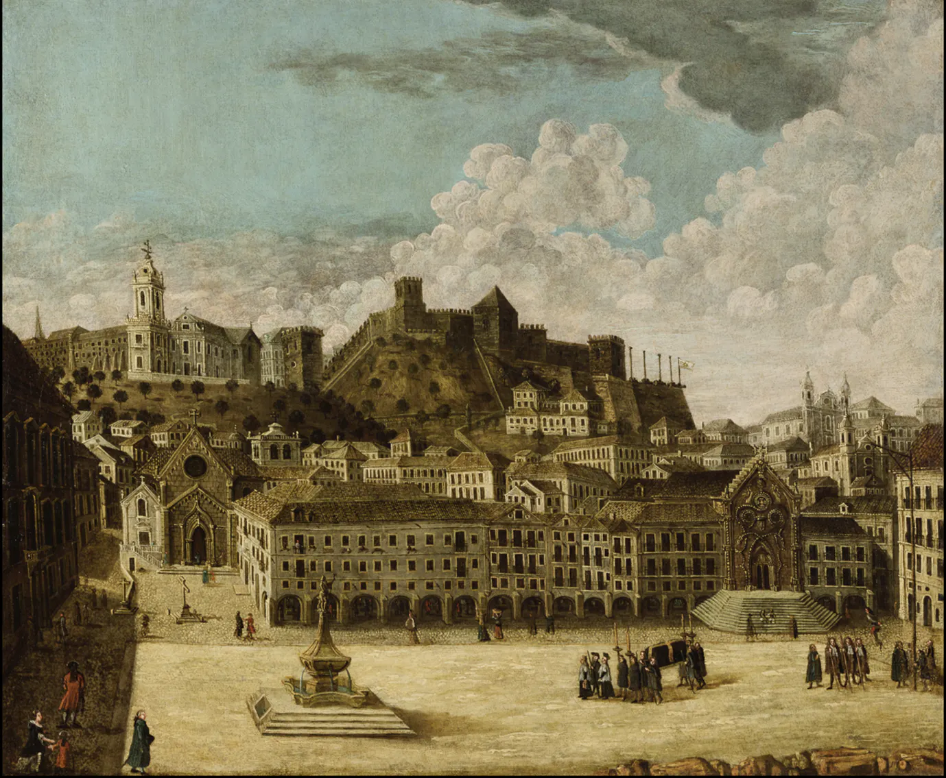 Praça do Rossio, c. 1755, pintura por autor anónimo, baseada numa gravura de Zuzarte de 1787 - coleção privada.
