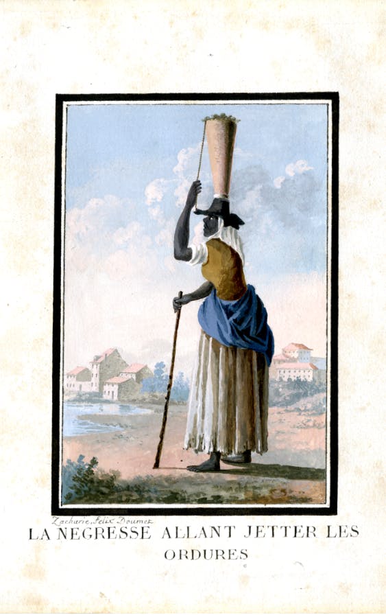 “La negresse allant jetter les ordures”, Lithography, 1806, Zacharie-Félix Doumet, Colecção do Museu de Lisboa / Câmara Municipal de Lisboa – EGEAC
