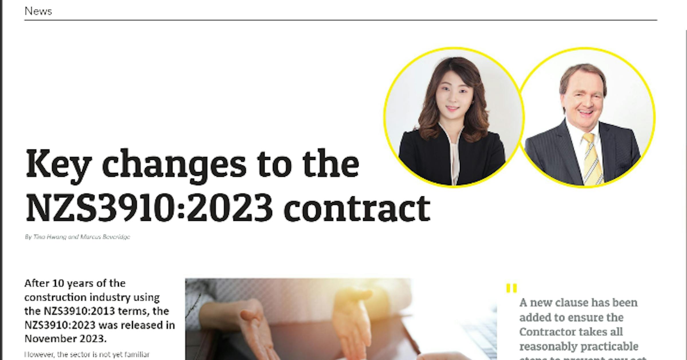 Key Changes to the NZS3910:2023 Contract