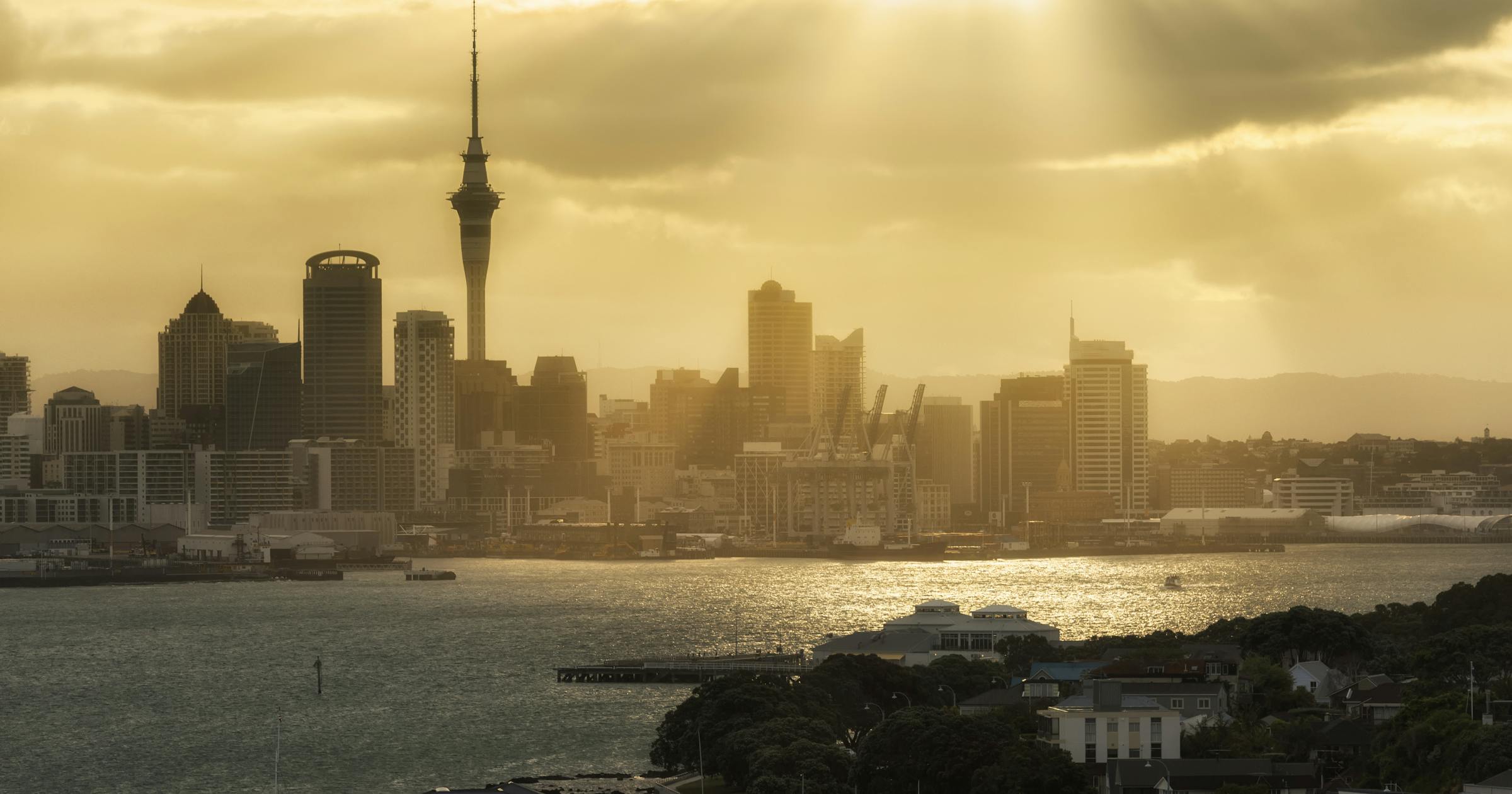 Golden sun over Auckland