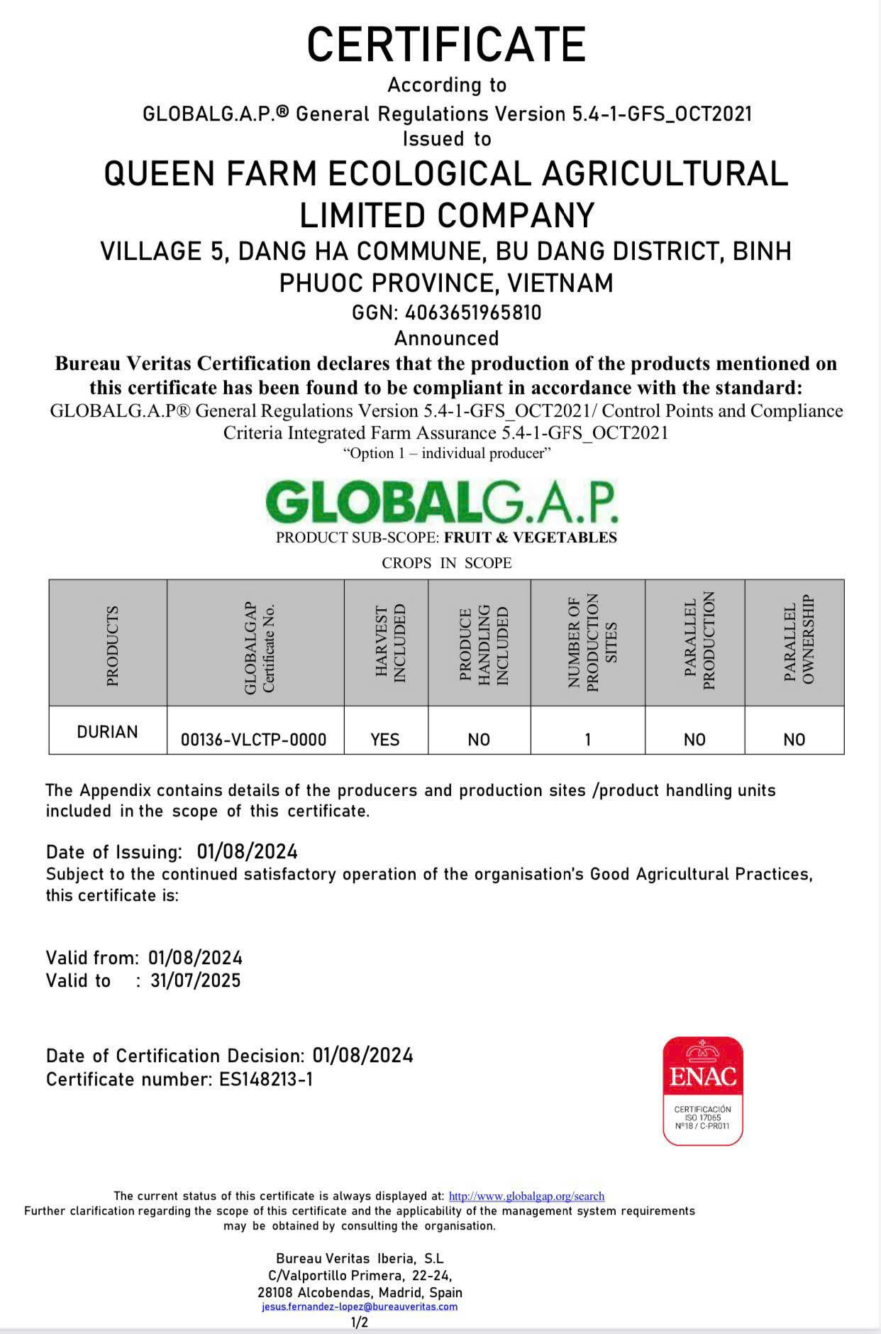 Chung nhan GlobalGAP