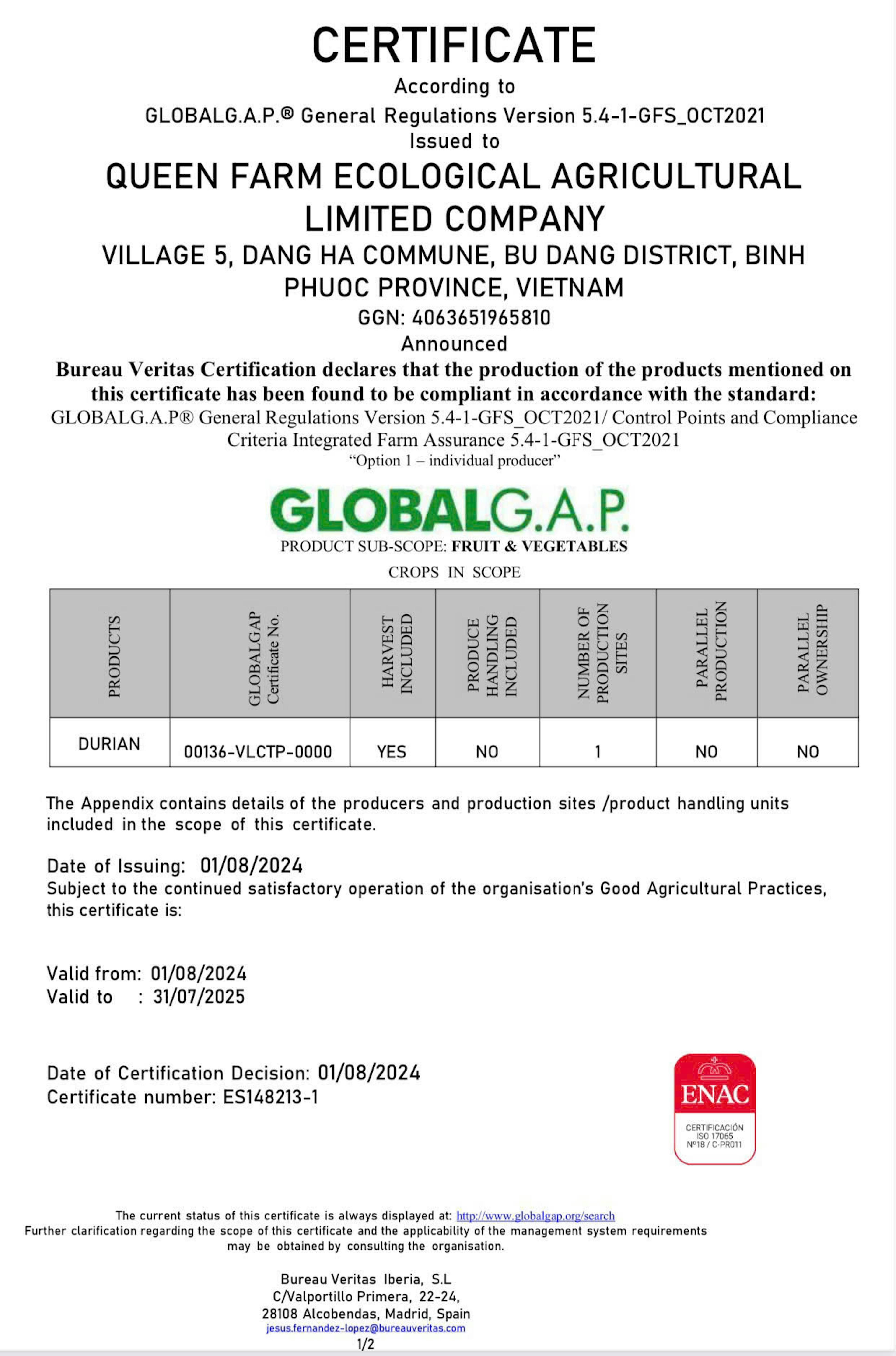 Chung nhan GlobalGAP