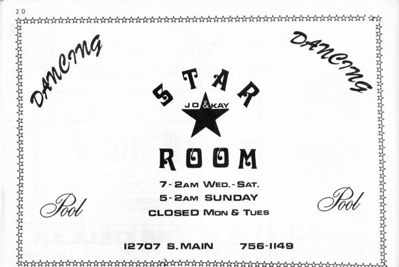 Bar advertisement in "the Voice" magazine for Star Room. 1970.