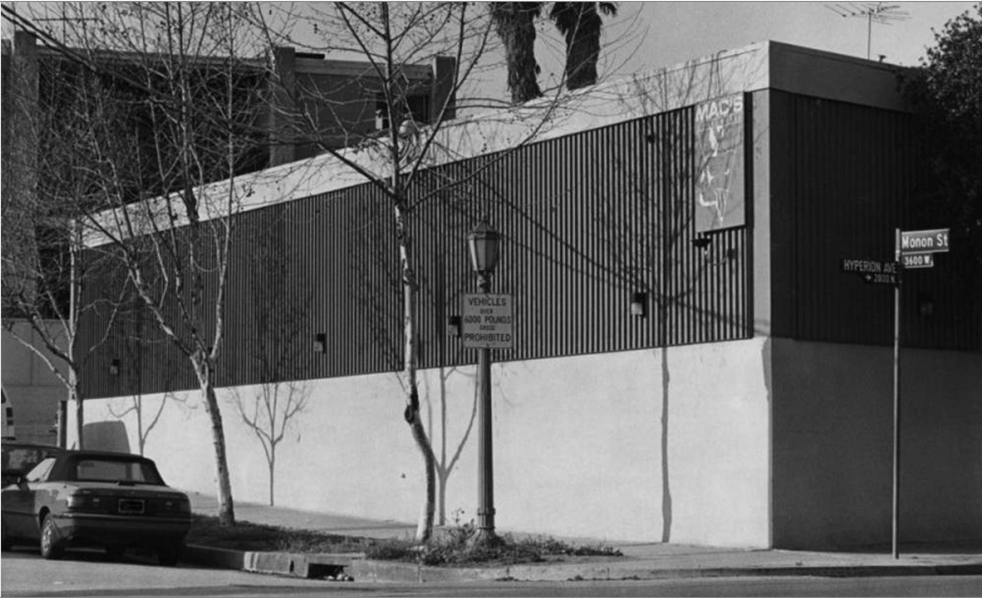 "Mac's at 2801 Hyperion Avenue in Silverlake district is one of the most frequented gay bathhouses in L.A. County. The bathhouse ... has one sign, is otherwise pretty inconspicuous." February 22, 1988