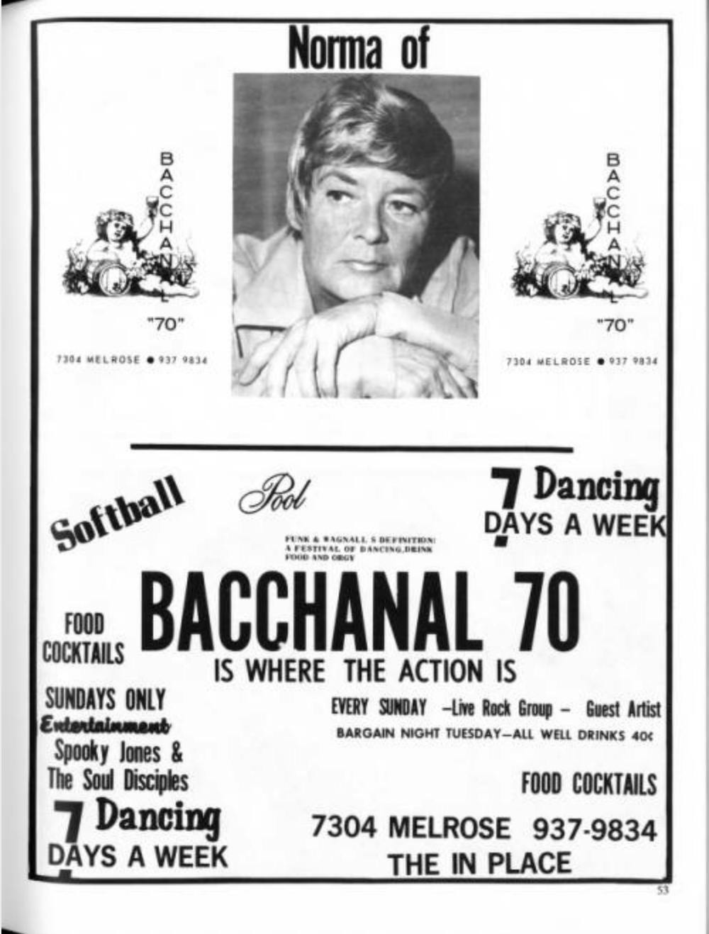 Bar advertisement in "the Voice" magazine 1970