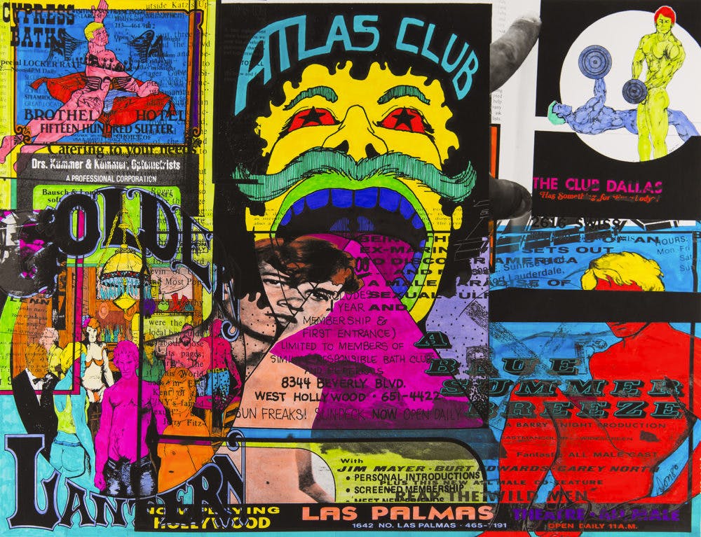 Artwork incorporating Atlas Club advertisement