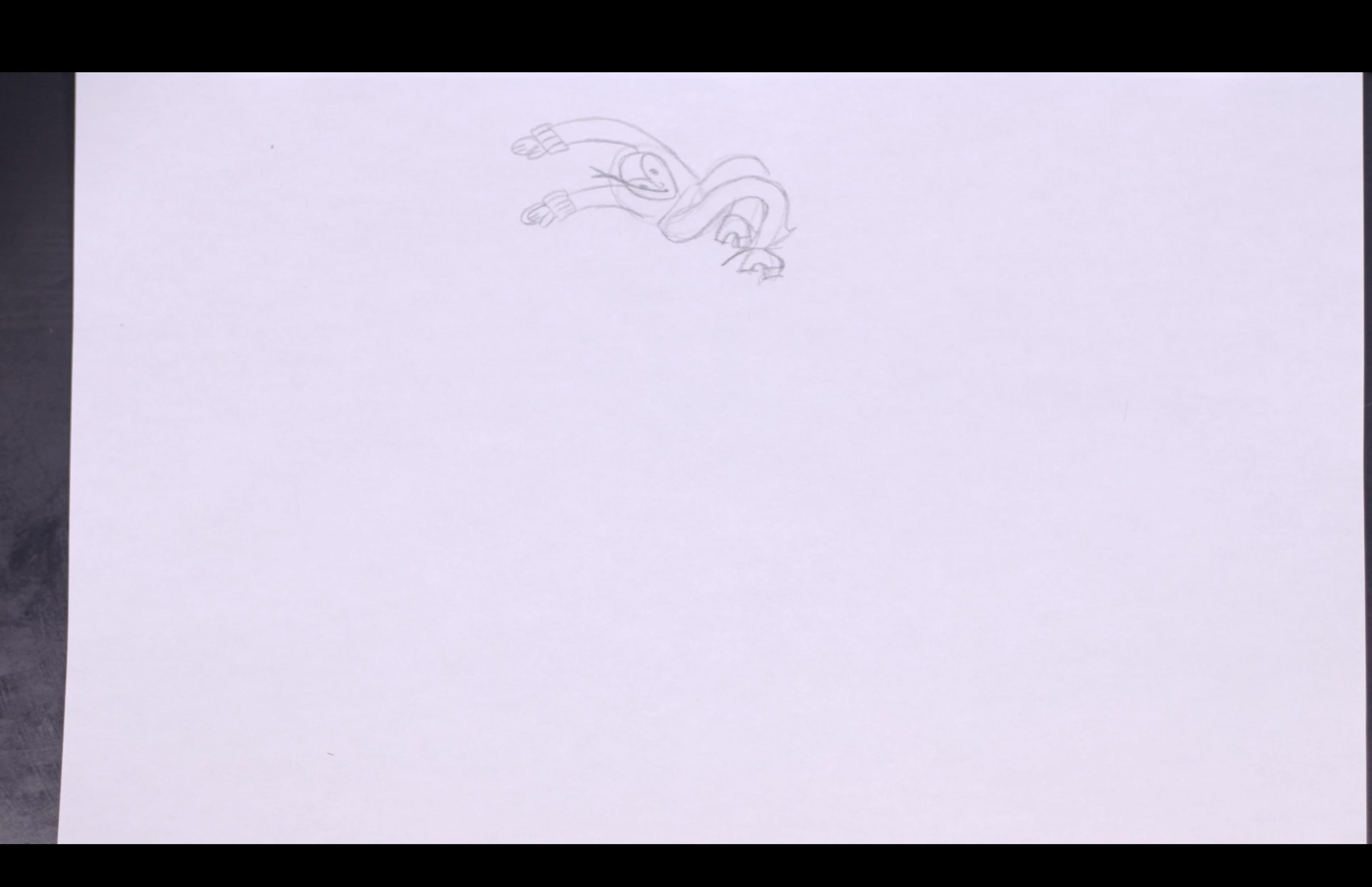 screenshot of a jump animation of a snake-like character