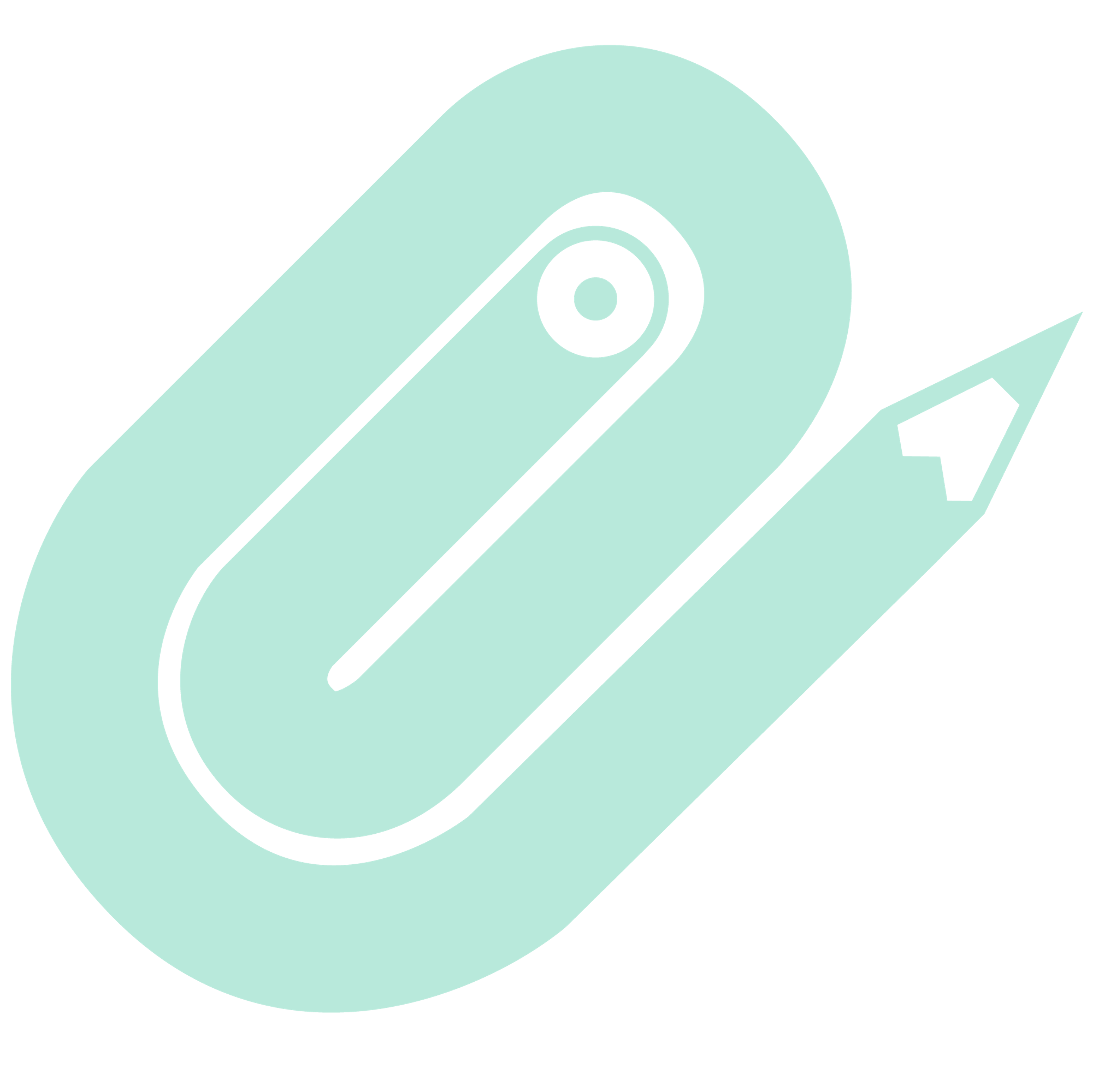 vector image of a twisted QAS pencil, like a paperclip, in a seafoam colour