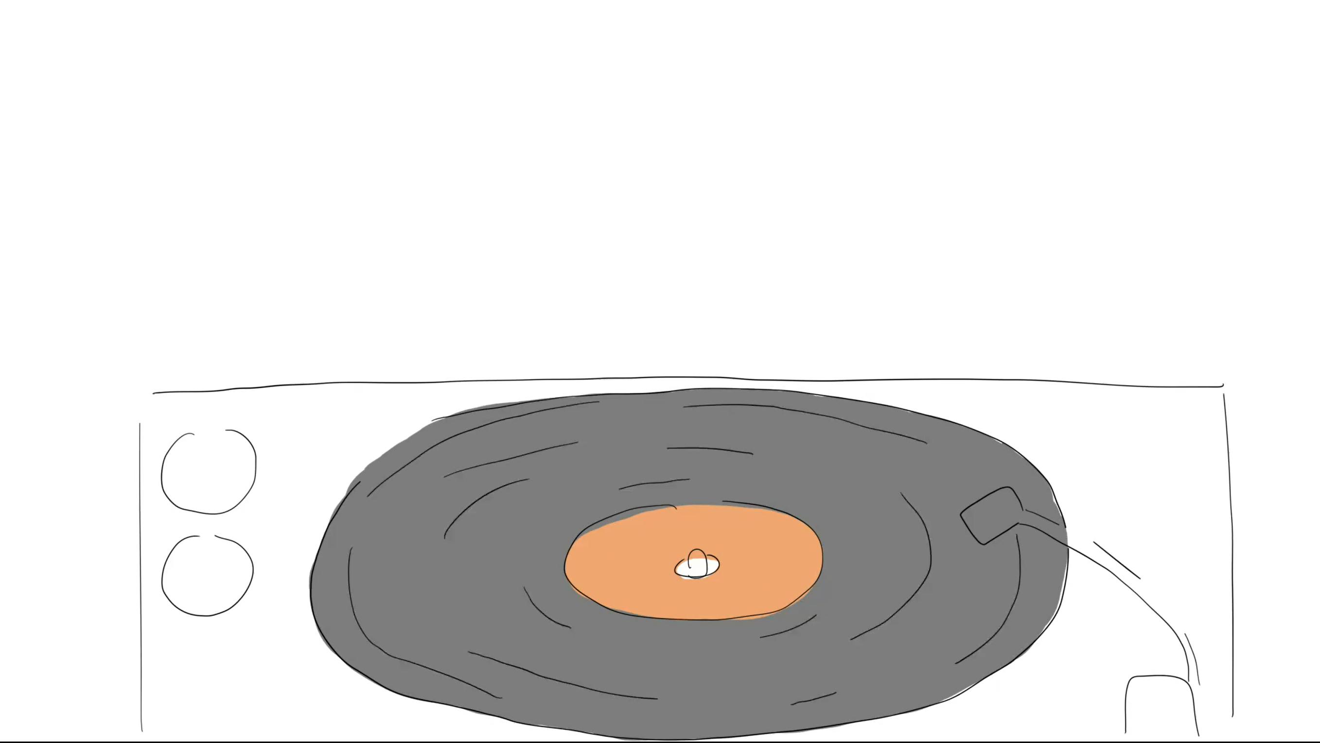 A drawing of a vinyl on a record player