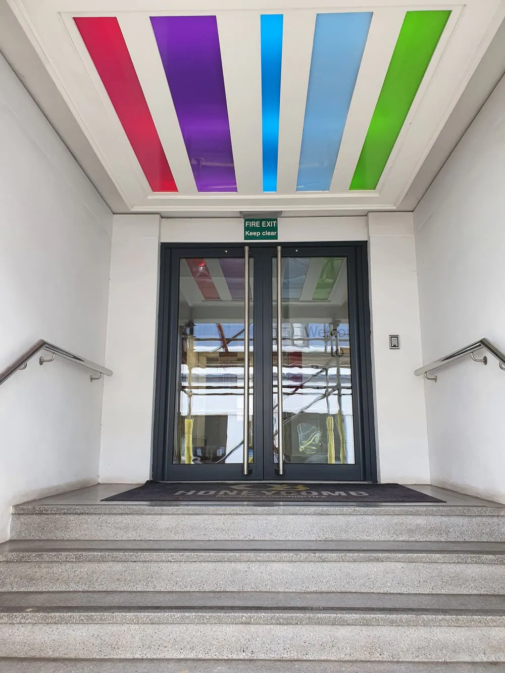 The front entrance of Bourne House on Francis Street, St Helier