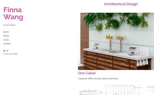 Finna Wang product designer architectural design white background wooden furniture with two lightning outfits two tablets and green plants