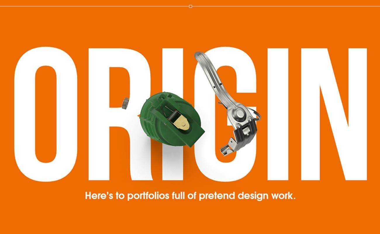 Jonathan Patterson freelance designer orange background ORIGIN in the middle with white letters