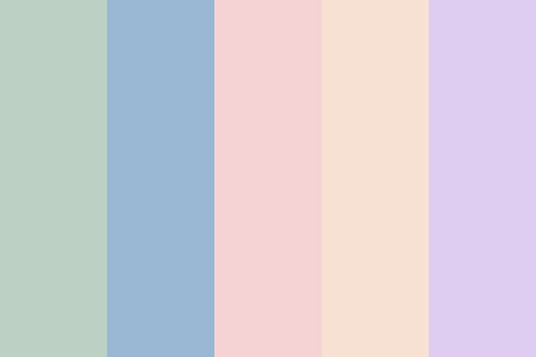 Colorful bars, pistachio green, baby blue, baby pink, peachy orange, lilac purple