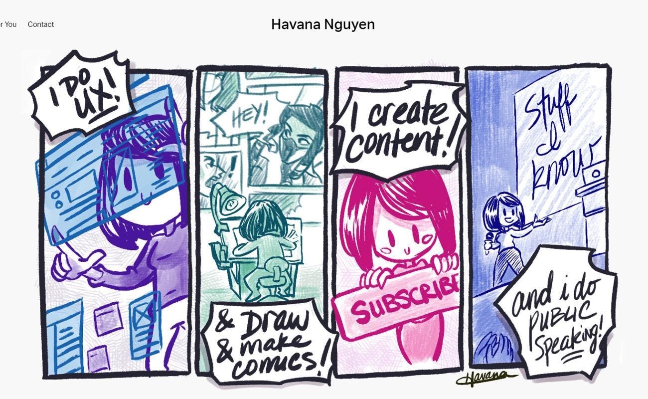 Havana Nguyen ux designer colorful comic girl white background