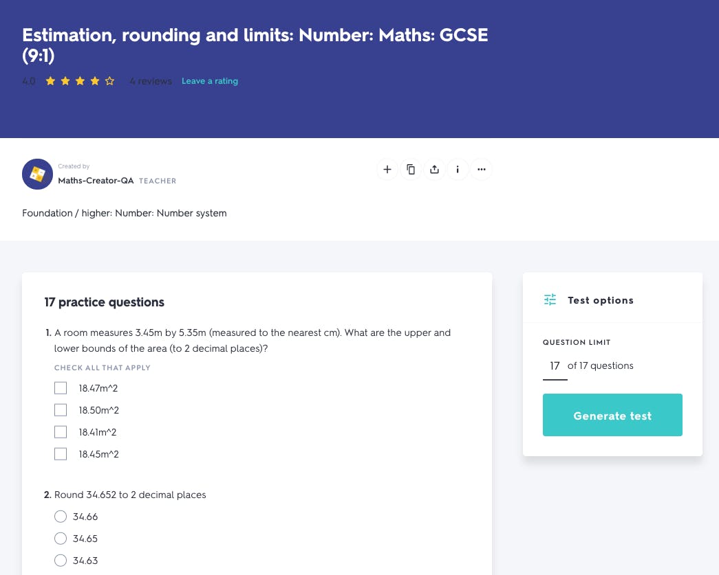 Edexcel GCSE Maths Practice Questions | Quizlet