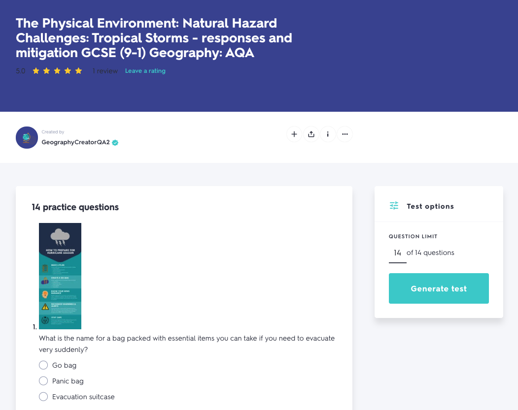 AQA GCSE Geography Practice Questions | Quizlet