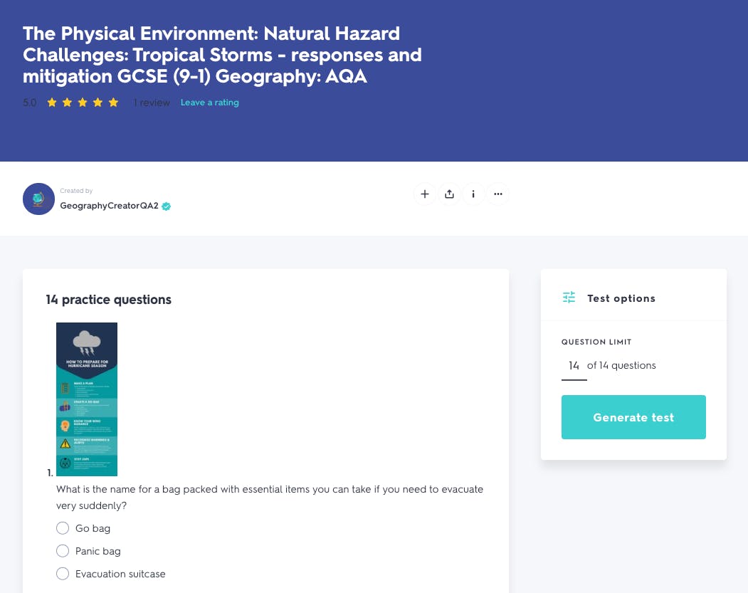 AQA GCSE Geography Practice Questions | Quizlet