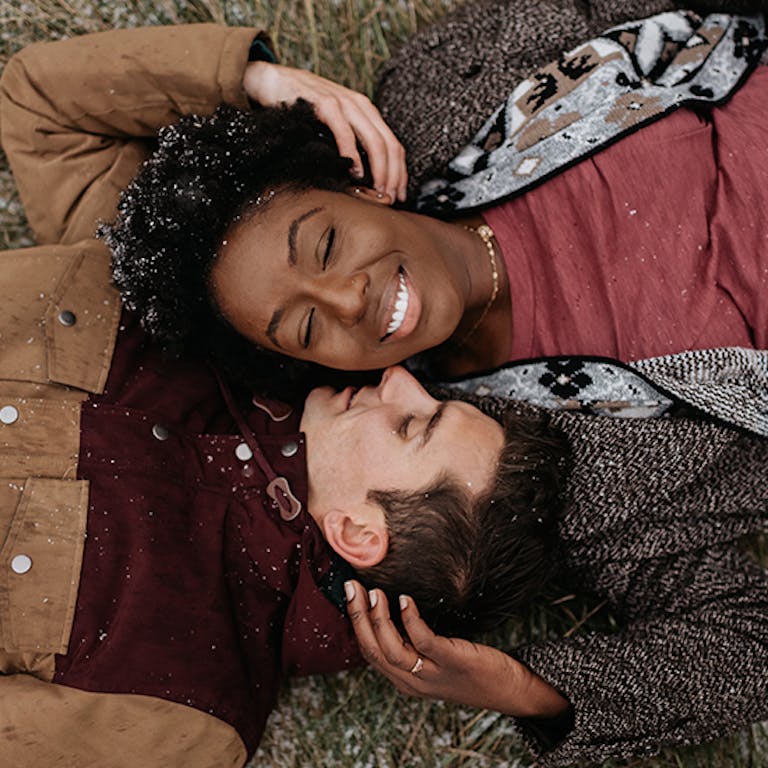 Couple smiling together