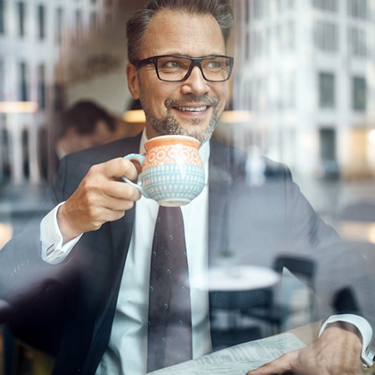 Man drinking coffee