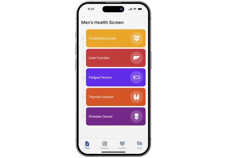 Qured app showing the Men's Health screen