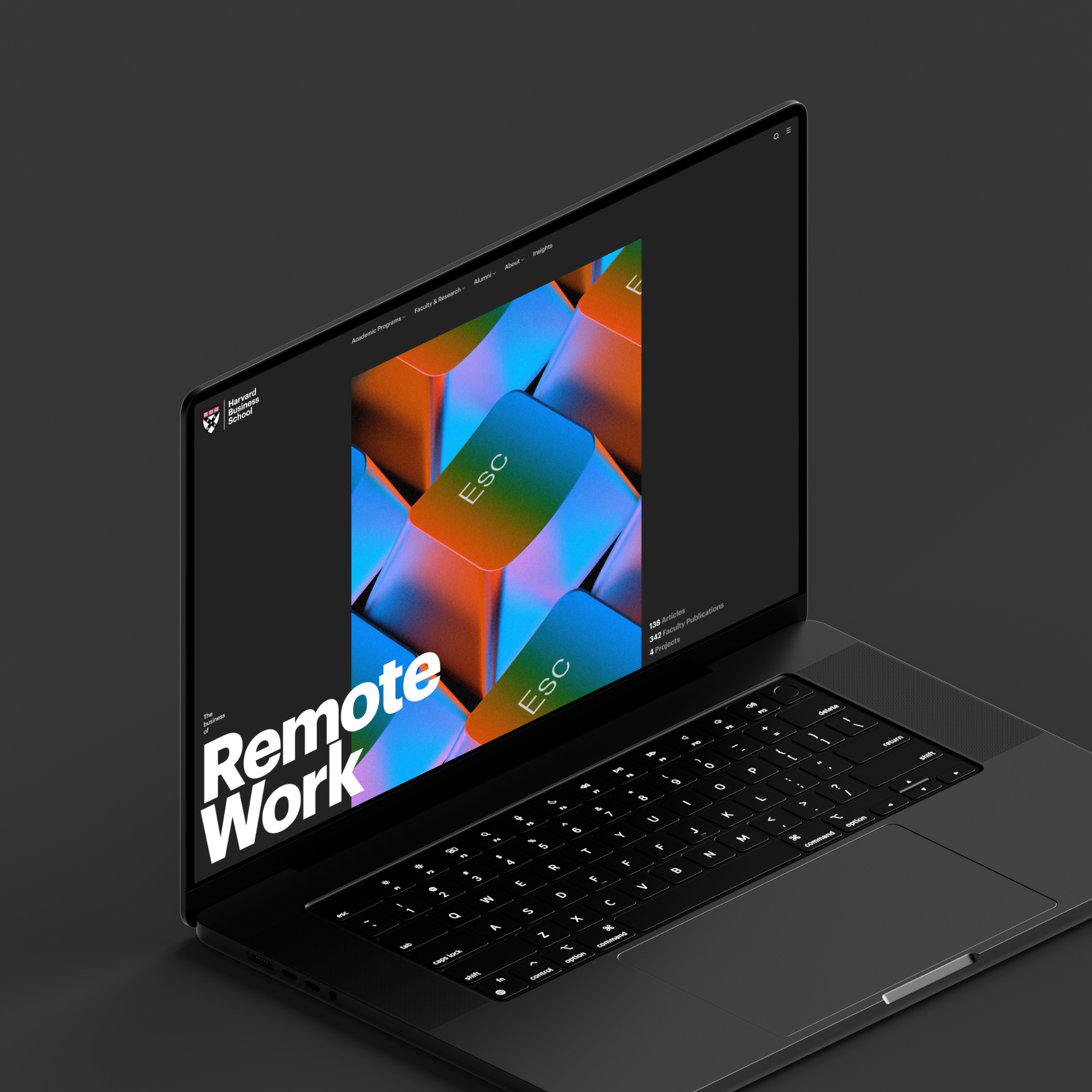 Website design for HBS featuring a theme page design on a laptop screen.