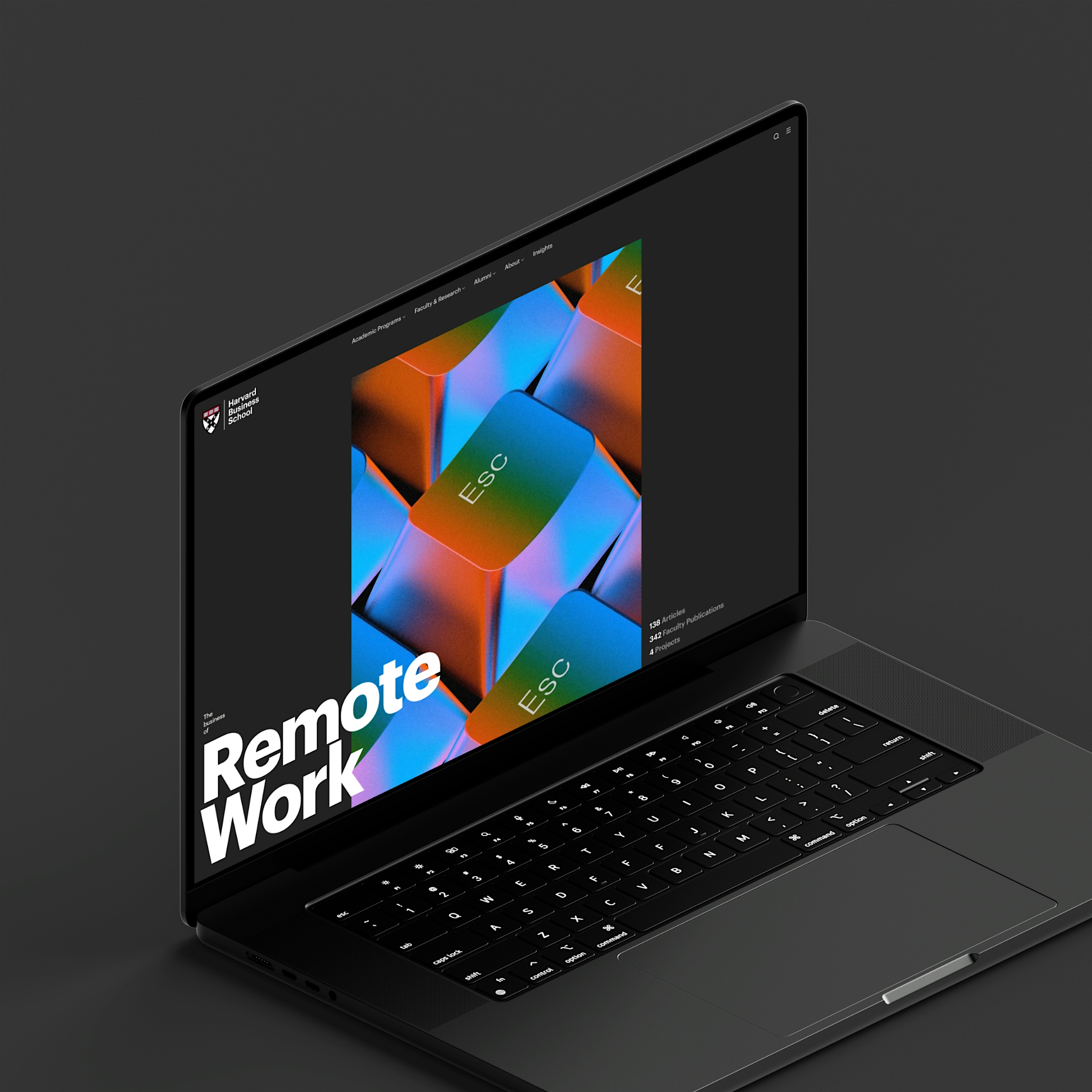 Website design for HBS featuring a theme page design on a laptop screen.