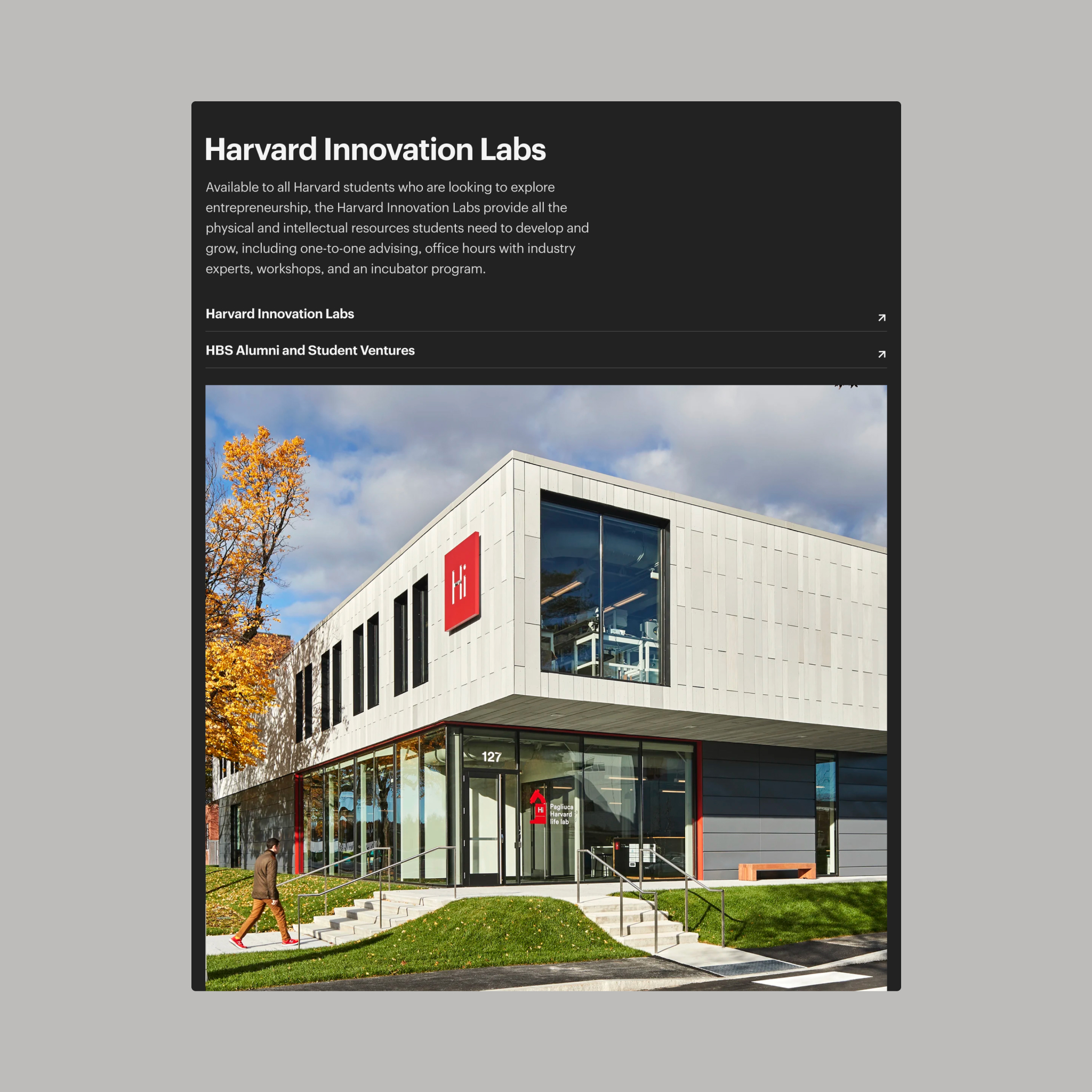 Website design for HBS featuring a tablet view of a content tease