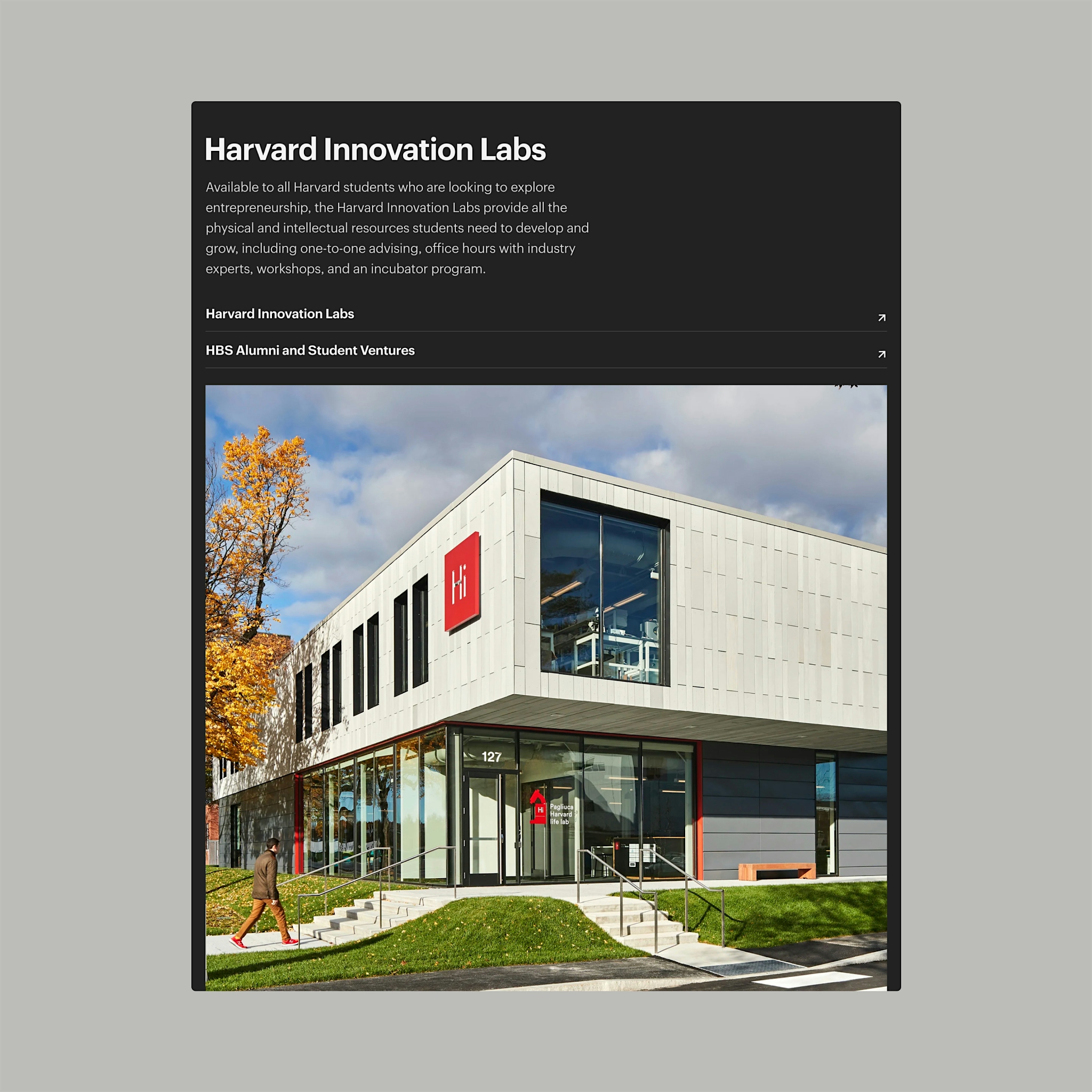 Website design for HBS featuring a tablet view of a content tease