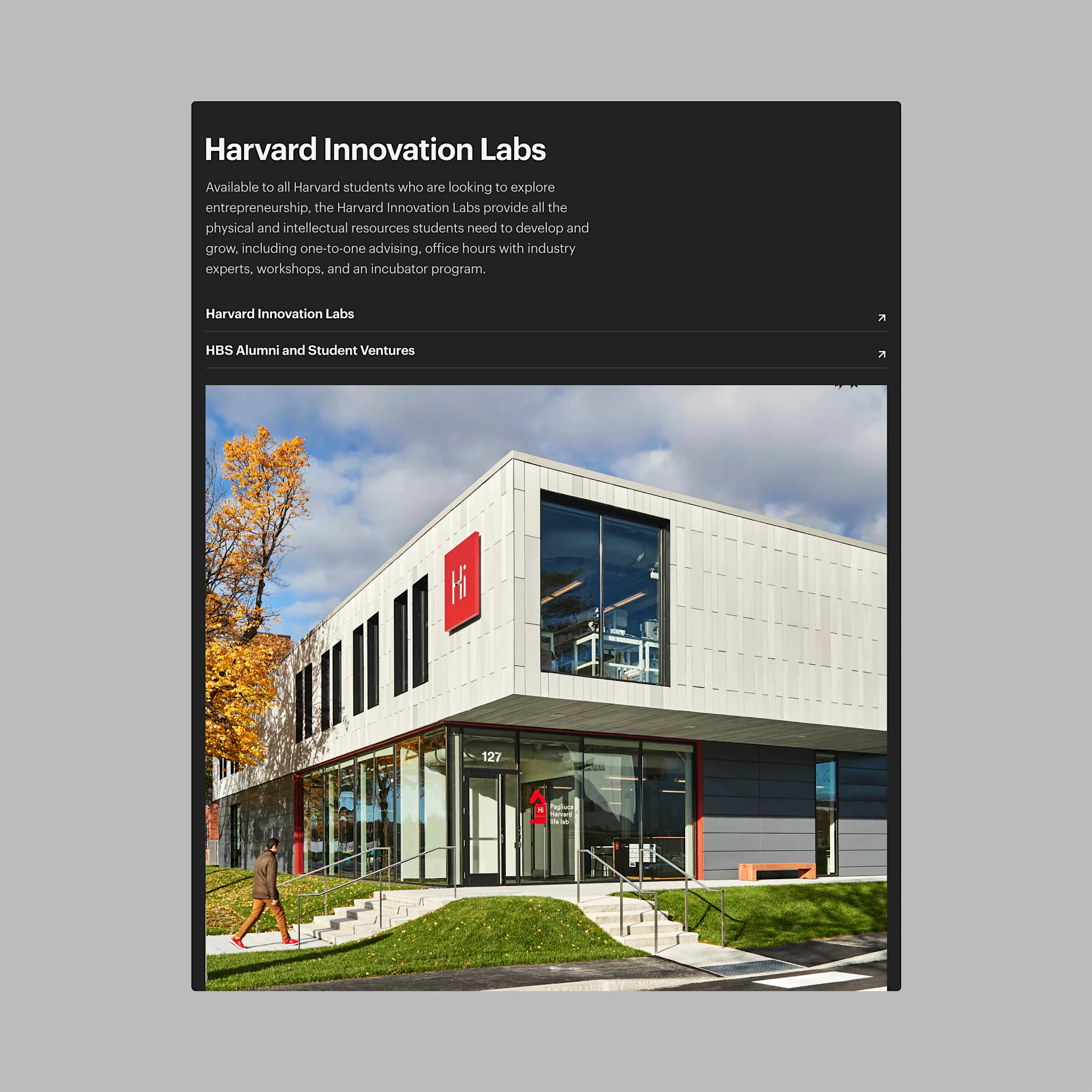 Website design for HBS featuring a tablet view of a content tease