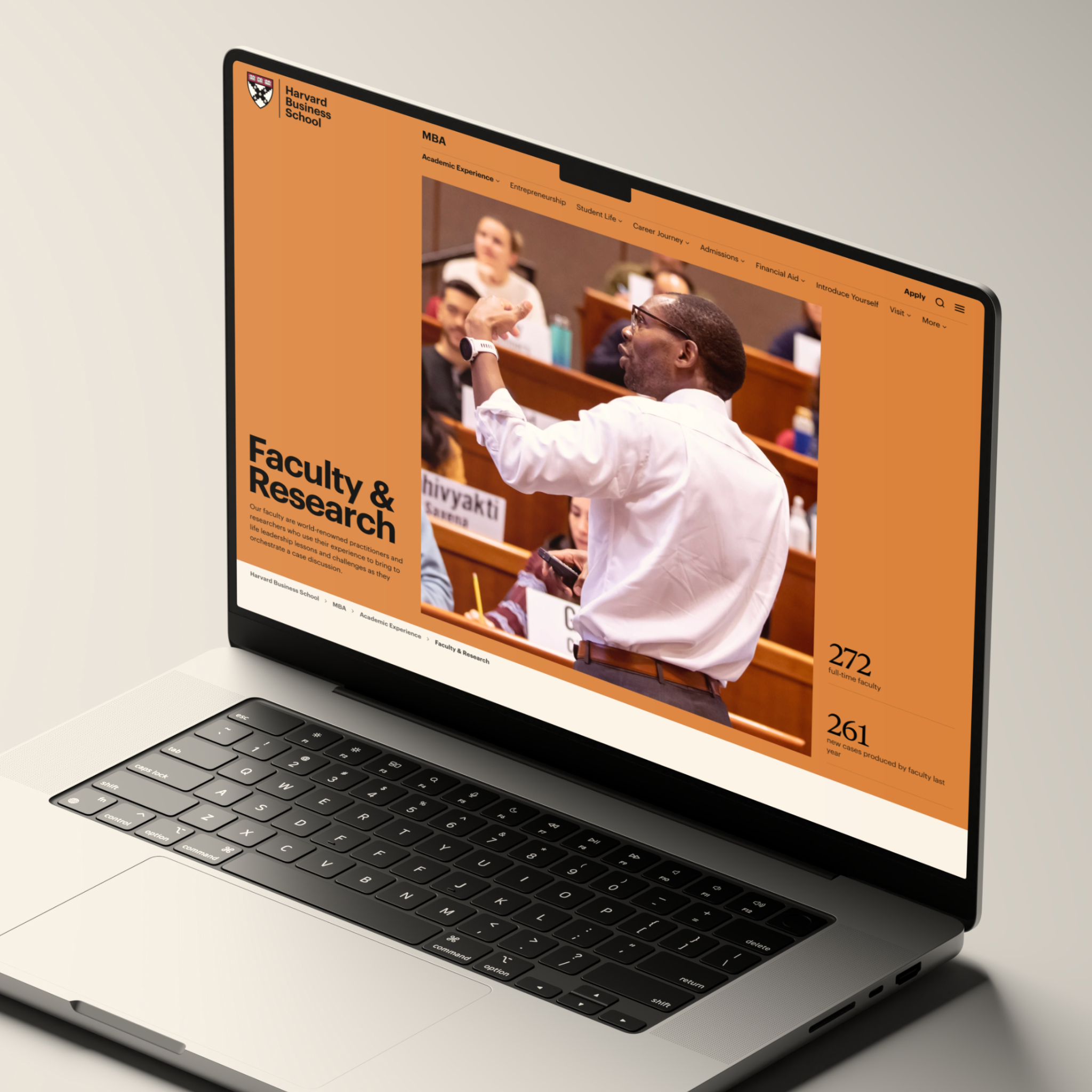 Website design for HBS featuring a landing page topper.