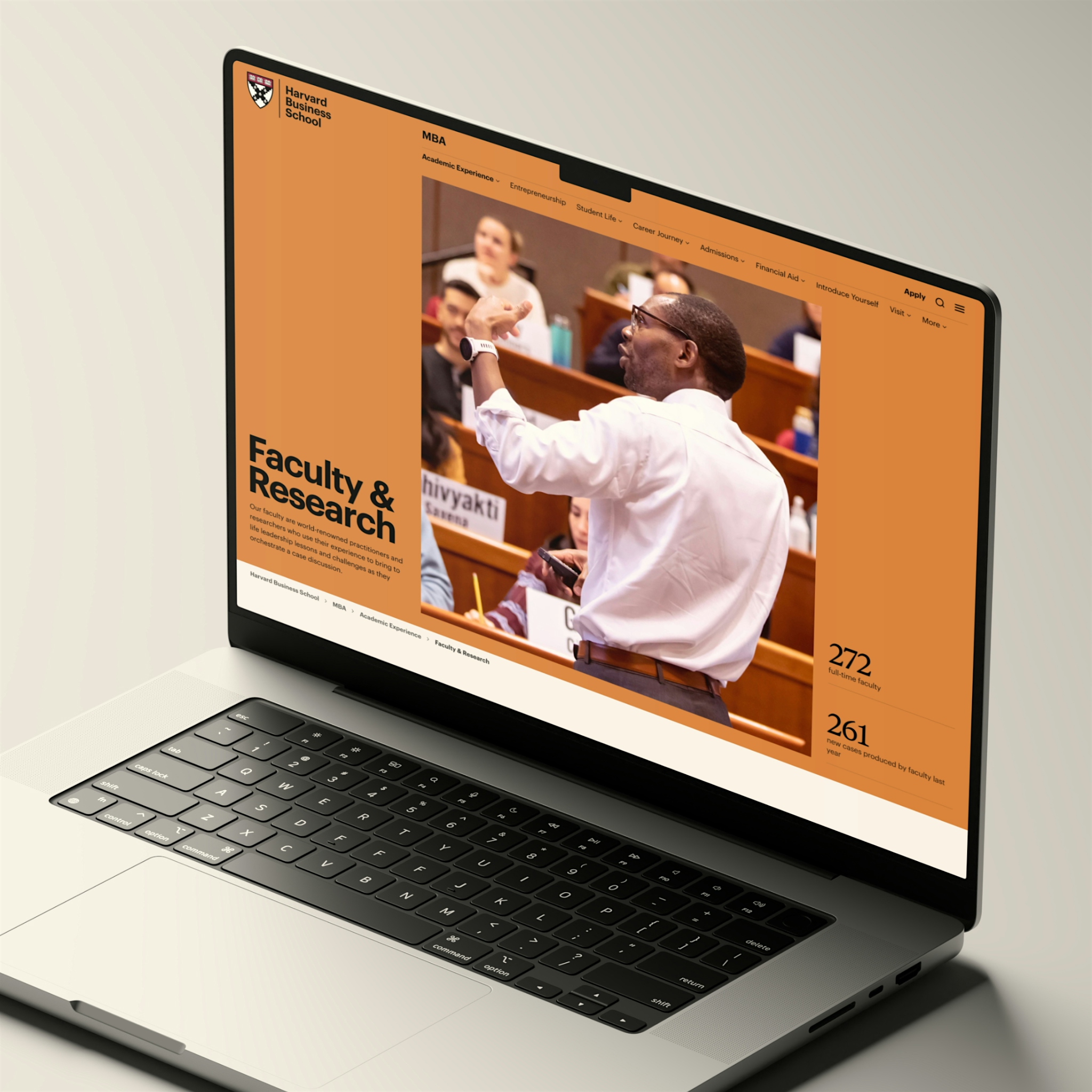 Website design for HBS featuring a landing page topper.