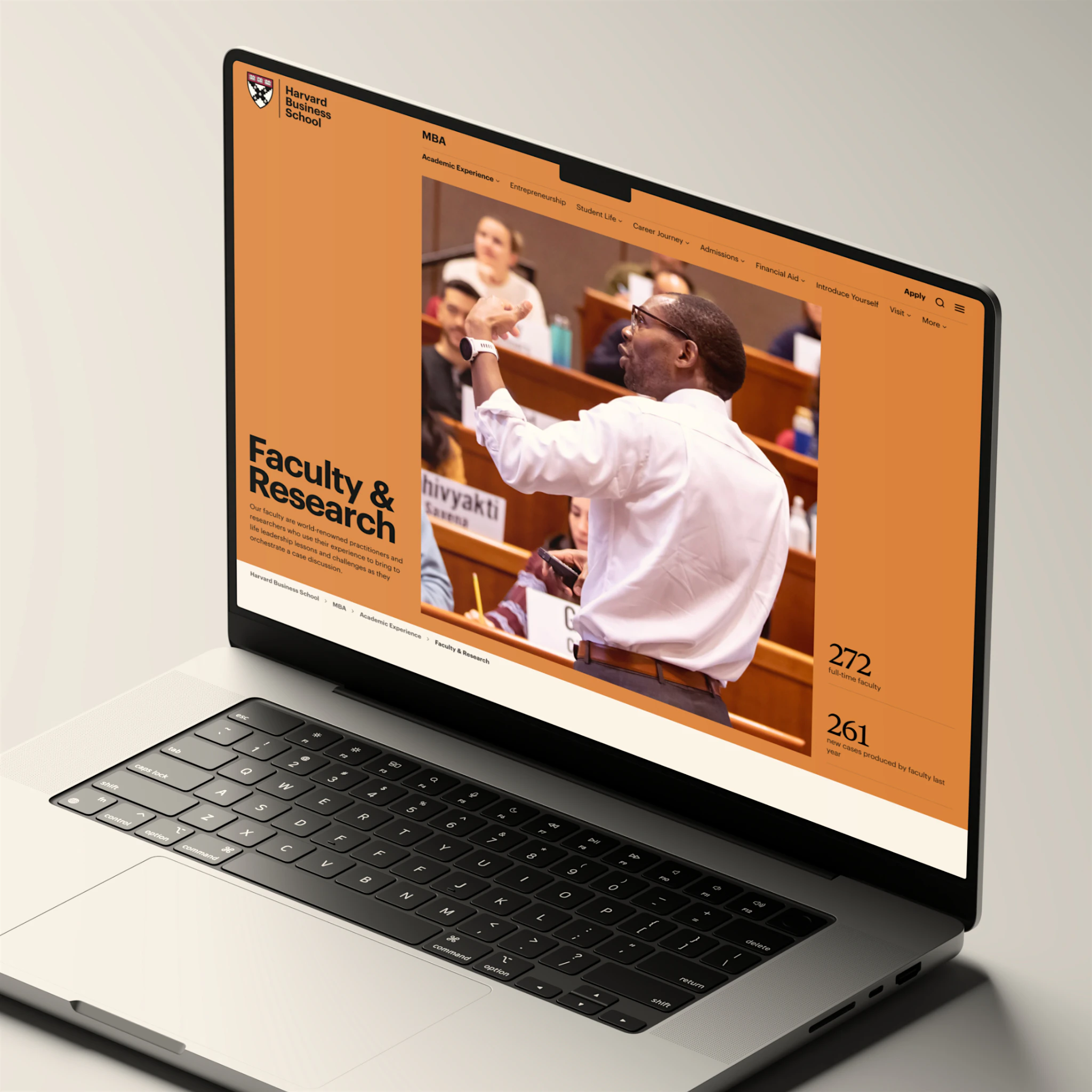 Website design for HBS featuring a landing page topper.