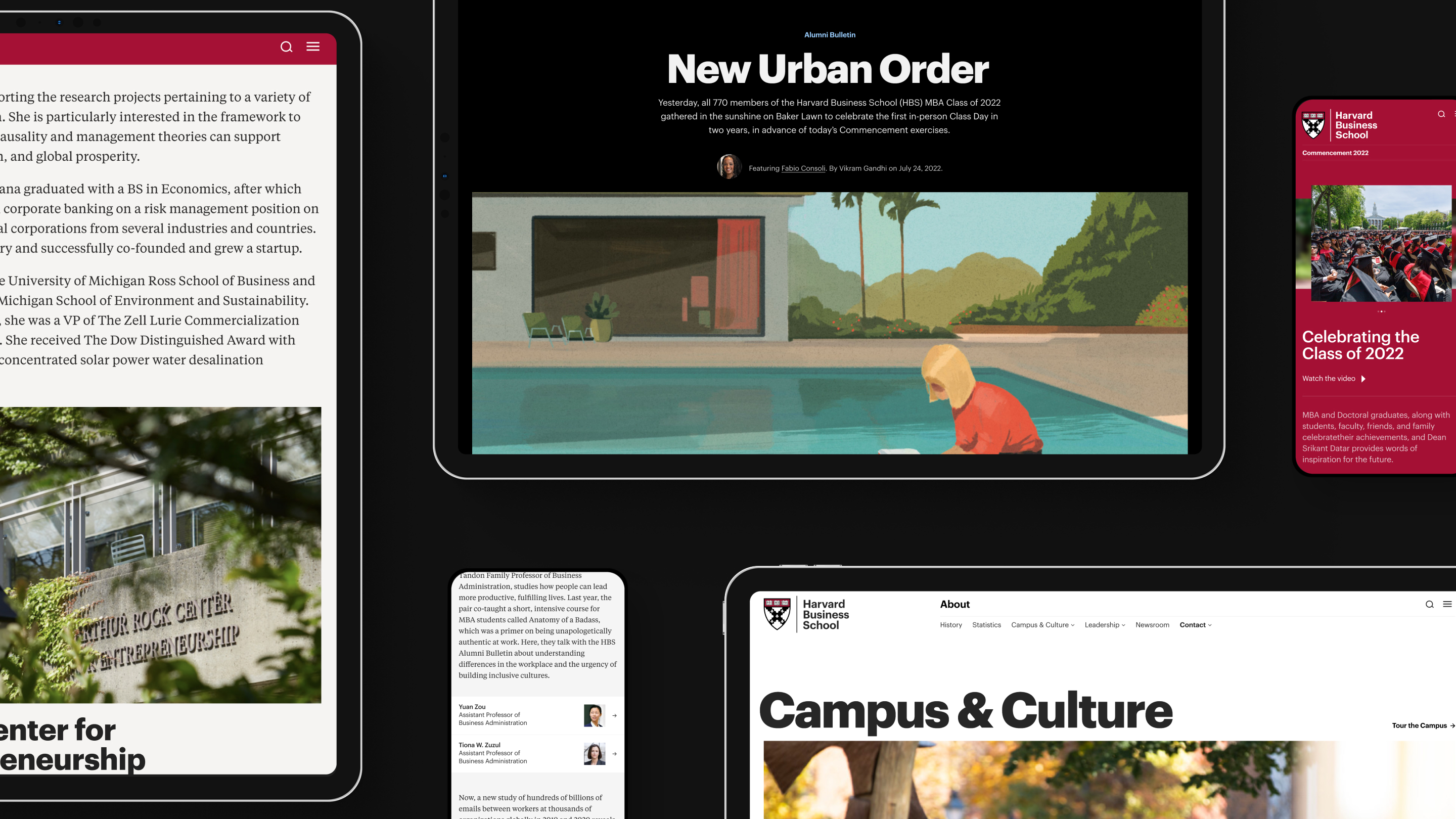 Website design for HBS featuring desktop and mobile screens.