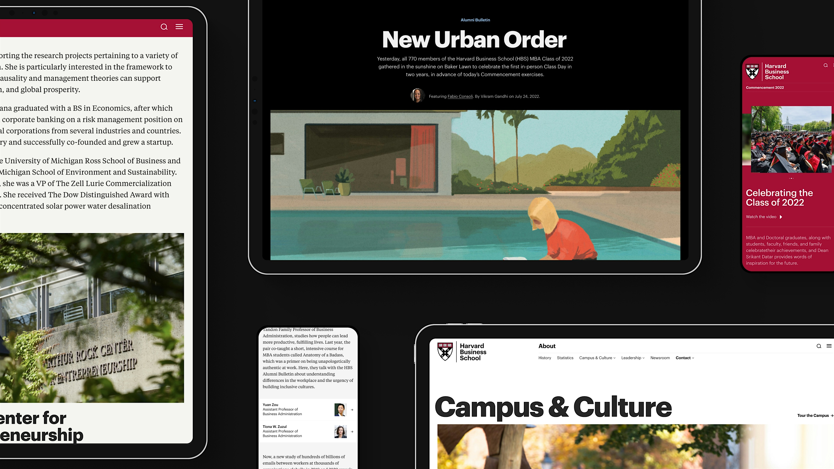 Website design for HBS featuring desktop and mobile screens.
