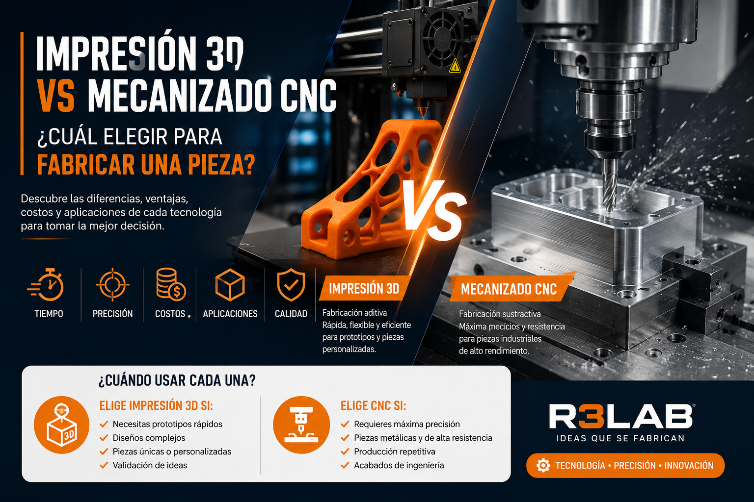 Impresión 3D vs Mecanizado CNC: ¿Cuál elegir para fabricar una pieza?