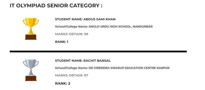 Results On Website