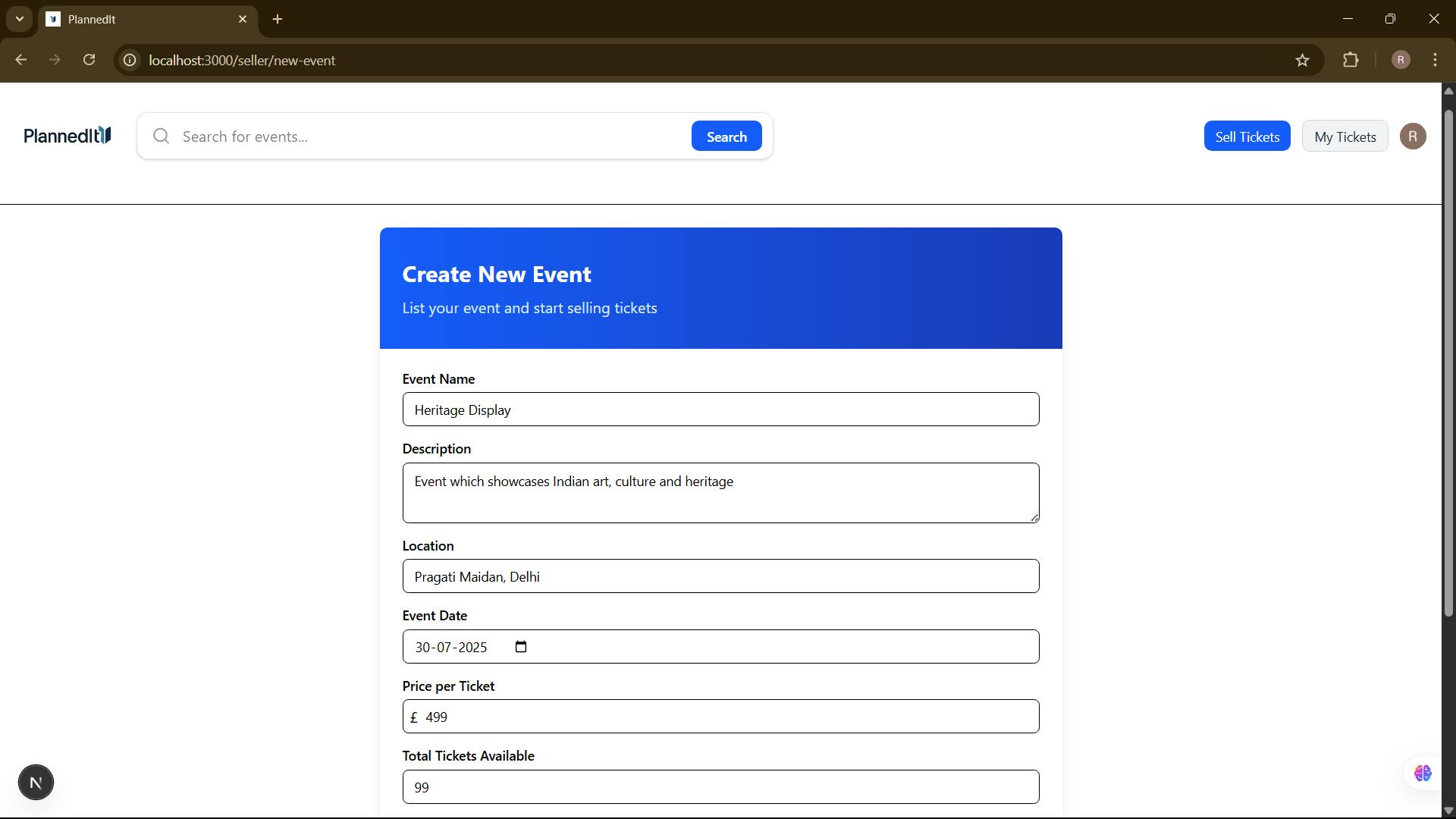 Create Event Details