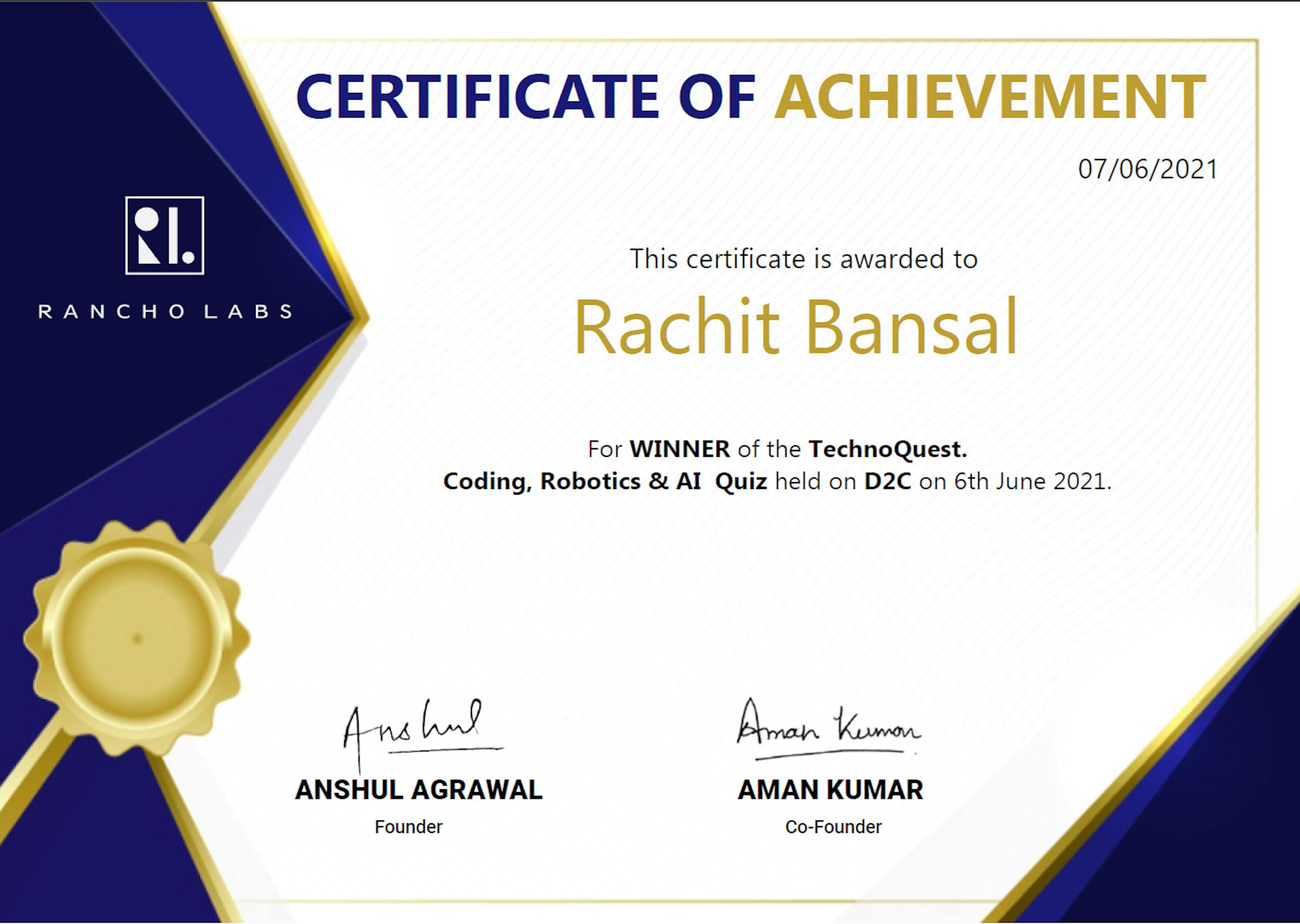 Winner Certificate