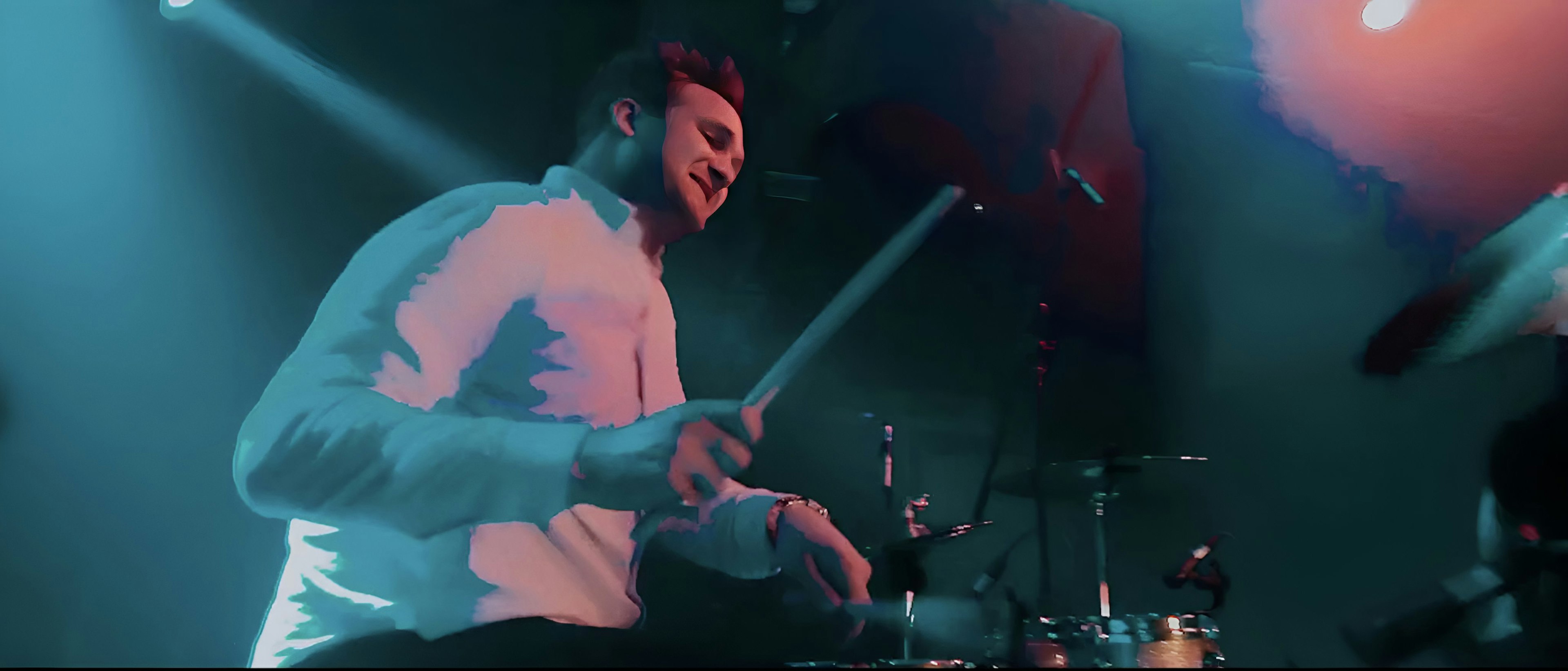 playing drums live