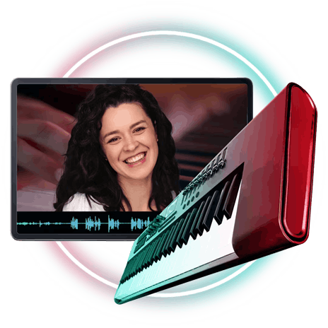 Online teacher with keyboard