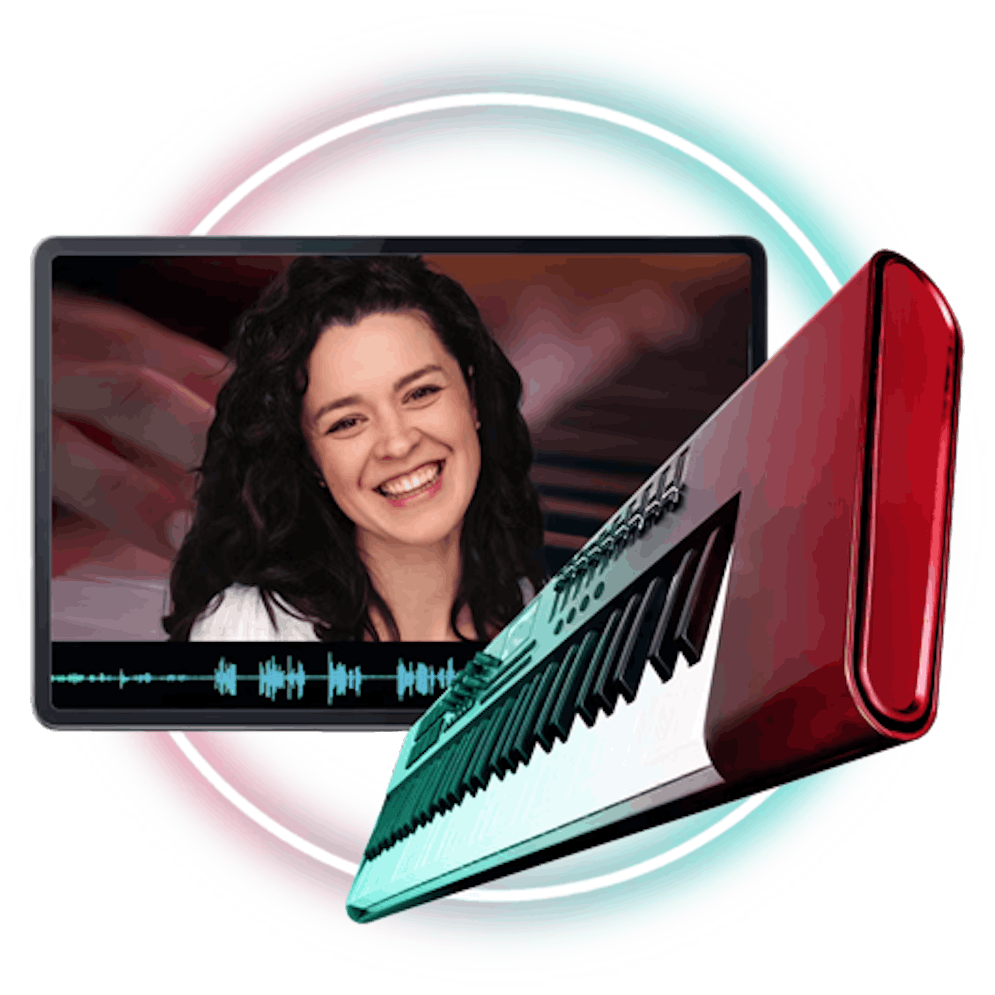 Online teacher with keyboard