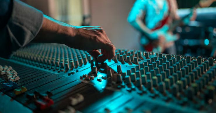 music studio making music