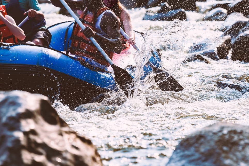 man paddling on white water rafting on river cetina