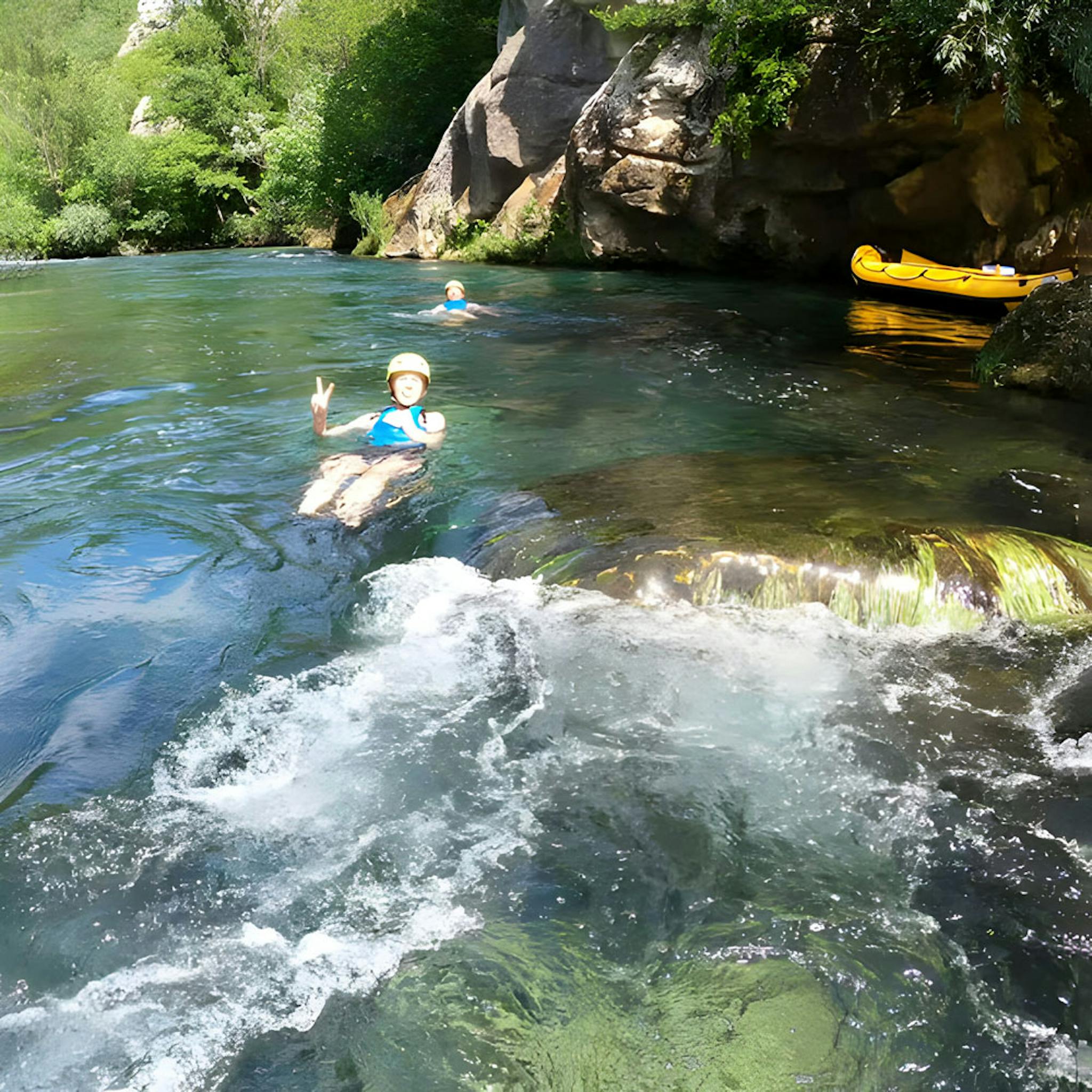 swimming in rapids on cetina river rafting