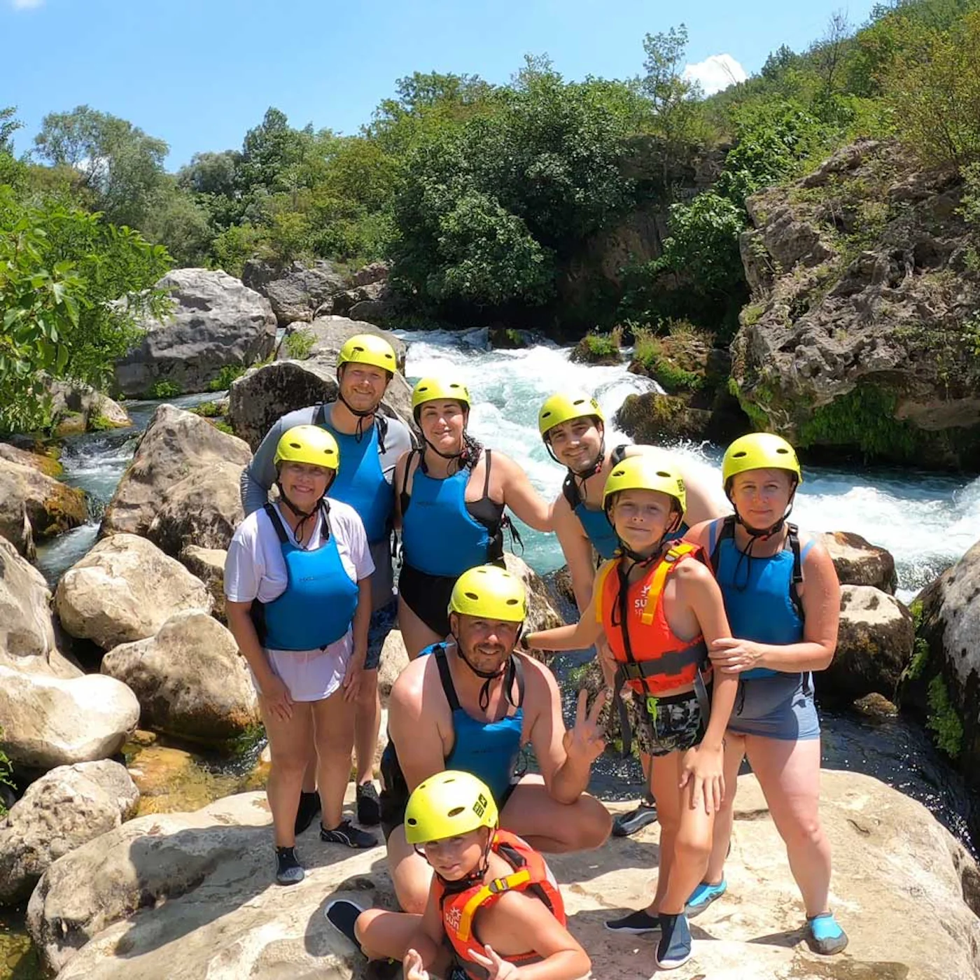 group on a cetina river rafting